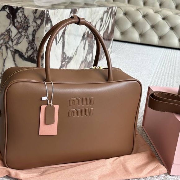 Miu Miu Brown Leather Tote Bag - Picture 1 of 9